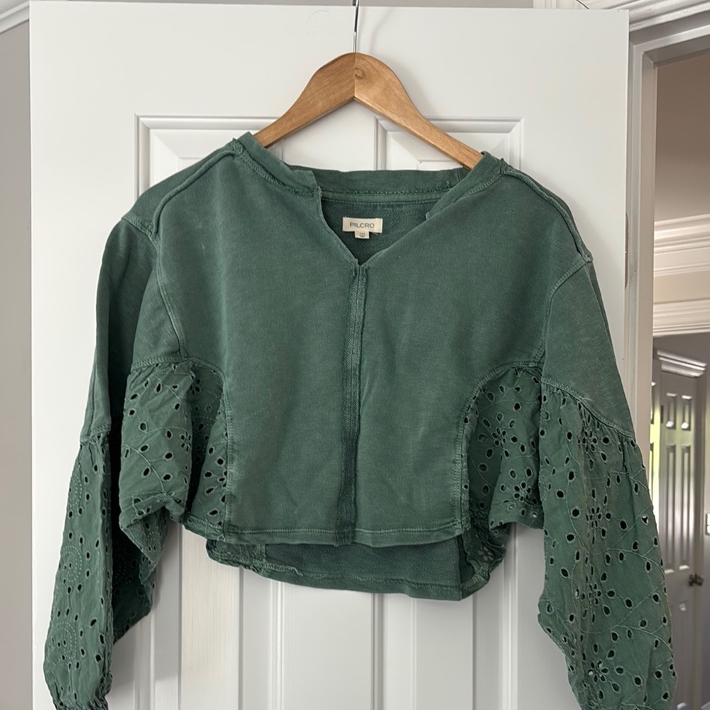 Green Pilcro Sweatshirt - Dark Green/Army Green